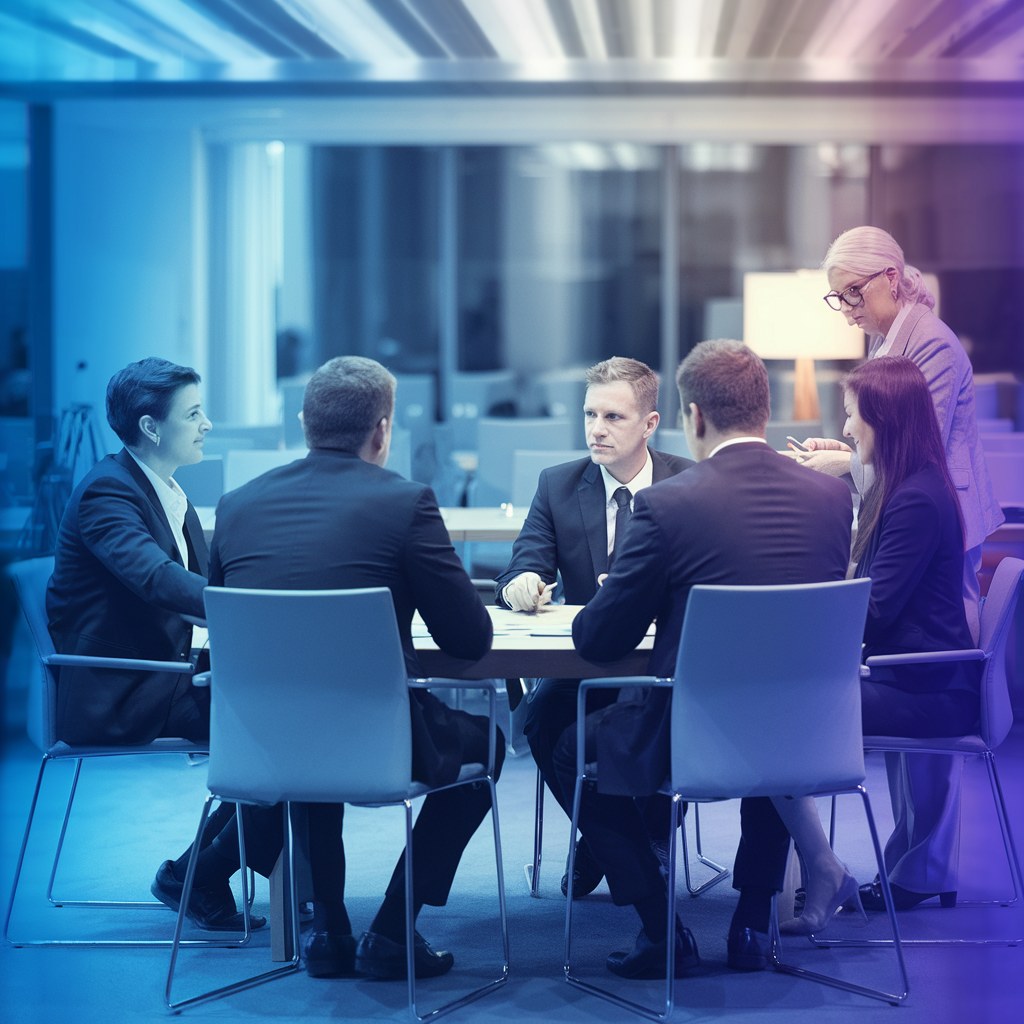 Equipo en reunión de inversión